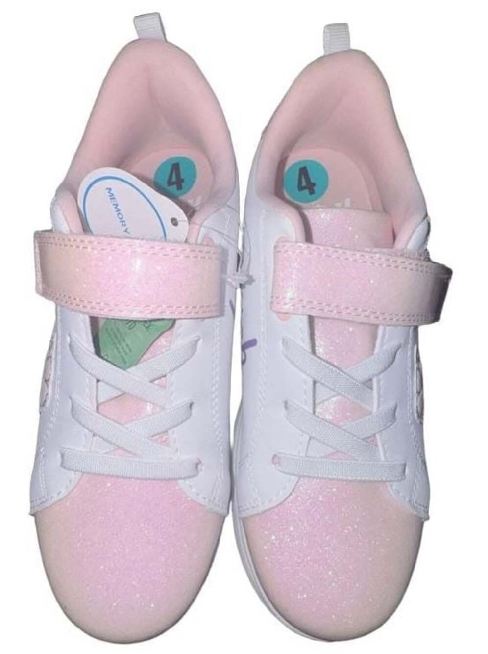 New Disney Stitch Girls Ohana Hook And Loop Sneakers White Pink Size 4